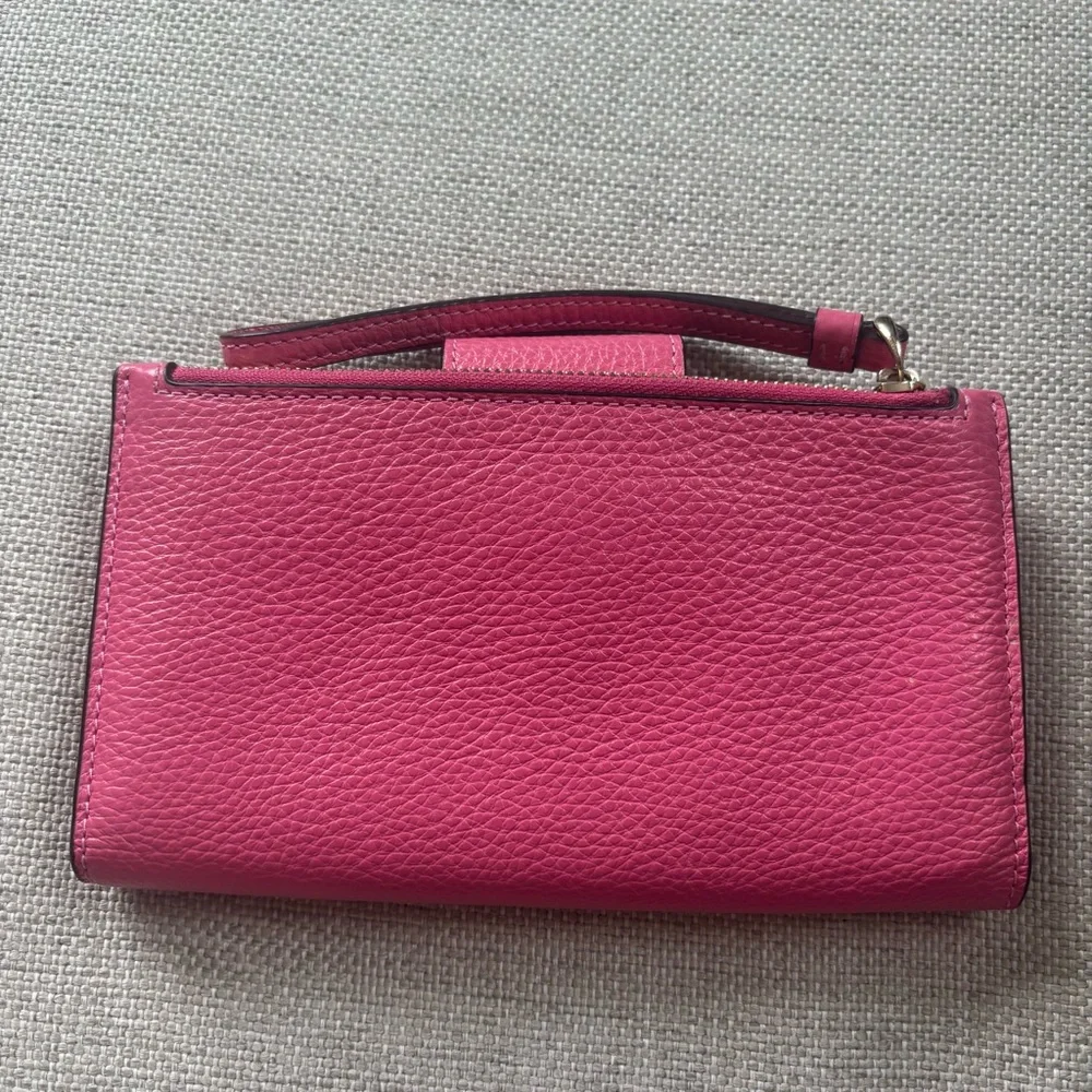Coach Pink Leather Wristlet Wallet with Stripe Accents - Picture 8 of 11